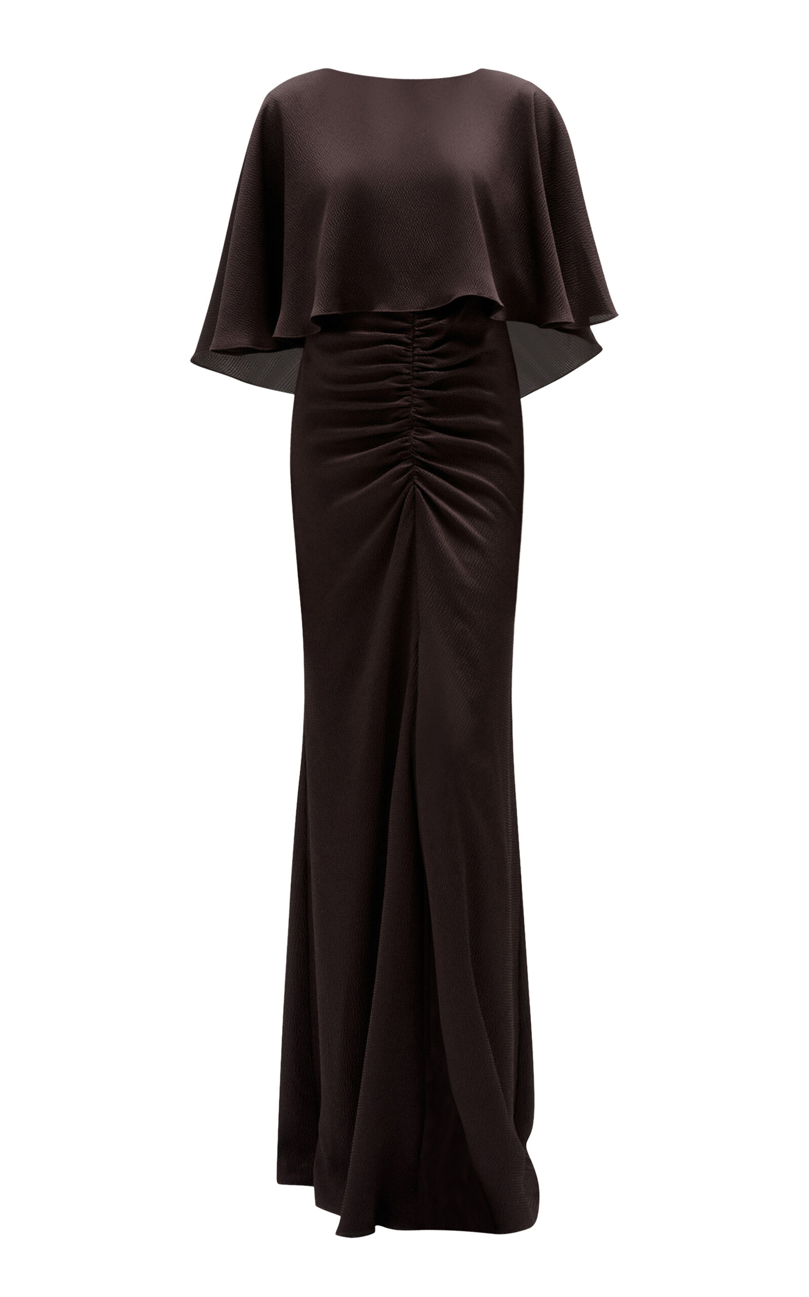Amsale Amsale Hammered Satin Cape Gown