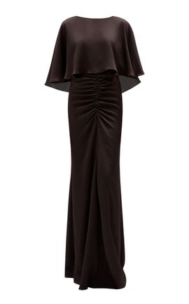 Amsale Amsale Hammered Satin Cape Gown