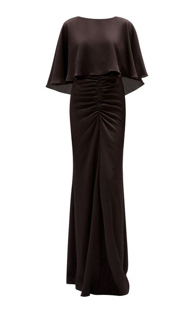 Amsale Amsale Hammered Satin Cape Gown