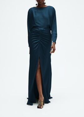 Amsale Amsale Hammered Satin Dolman Sleeve Gown