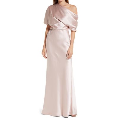 Amsale Amsale One-Shoulder Fluid Satin Gown