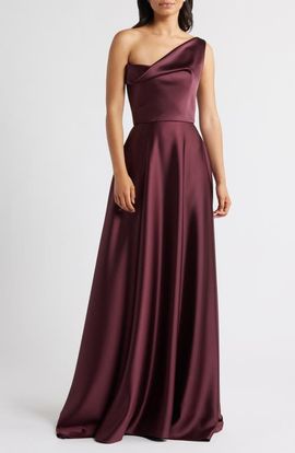 Amsale Amsale One-Shoulder Satin Gown