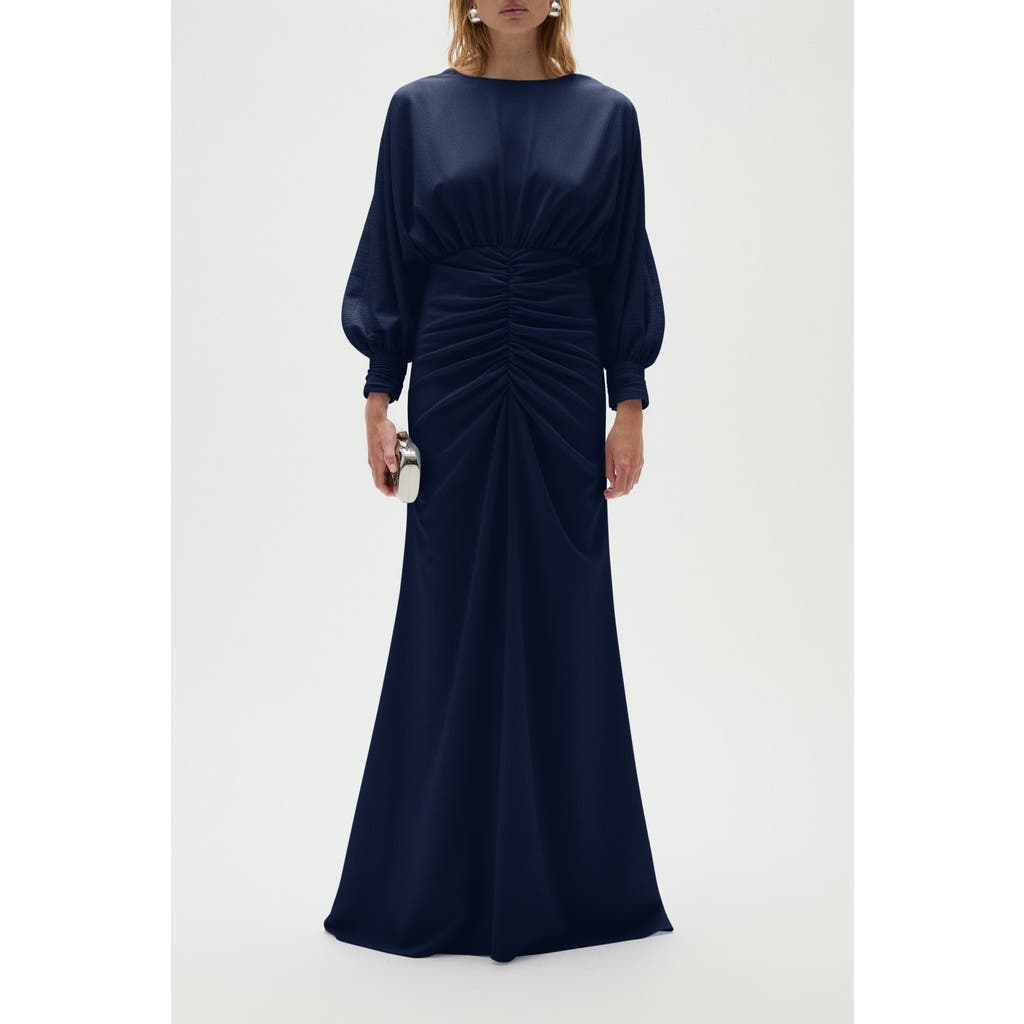 Amsale Amsale Pebble Crepe Gathered Gown