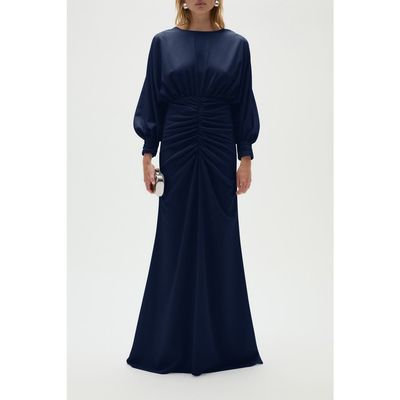 Amsale Amsale Pebble Crepe Gathered Gown