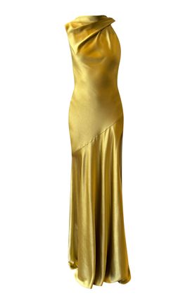 Amsale Amsale Satin Asymmetric Drape Gown