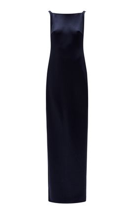 Amsale Amsale Satin Open Back Slip Gown