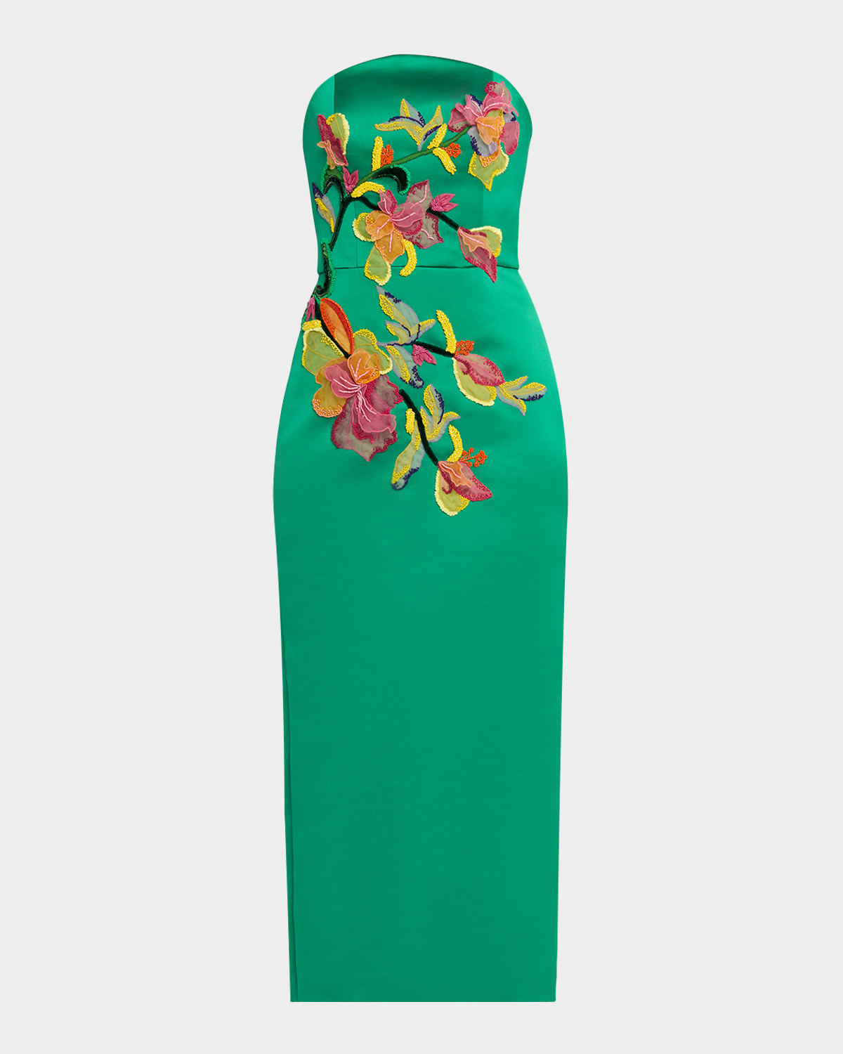 Amsale Arch Strapless Embroidered Column Cocktail Dress