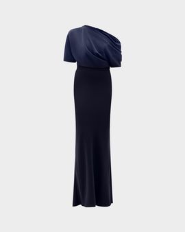 Amsale Asymmetric Draped Bodice Long Gown
