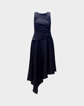 Amsale Asymmetric Sleeveless Midi Dress