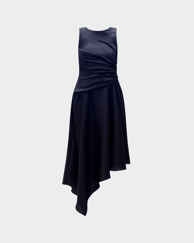 Amsale Asymmetric Sleeveless Midi Dress