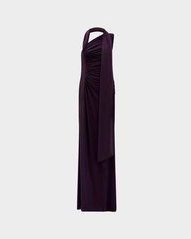 Amsale Ruched High-Slit Column Gown