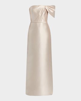 Amsale Satin One-Shoulder Column Gown