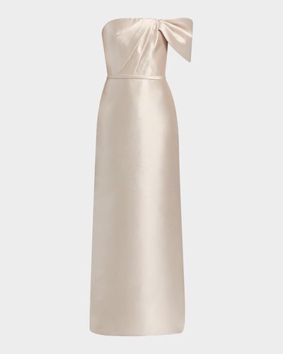 Amsale Satin One-Shoulder Column Gown