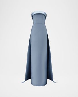 Amsale Strapless Column Gown with Detachable Cape