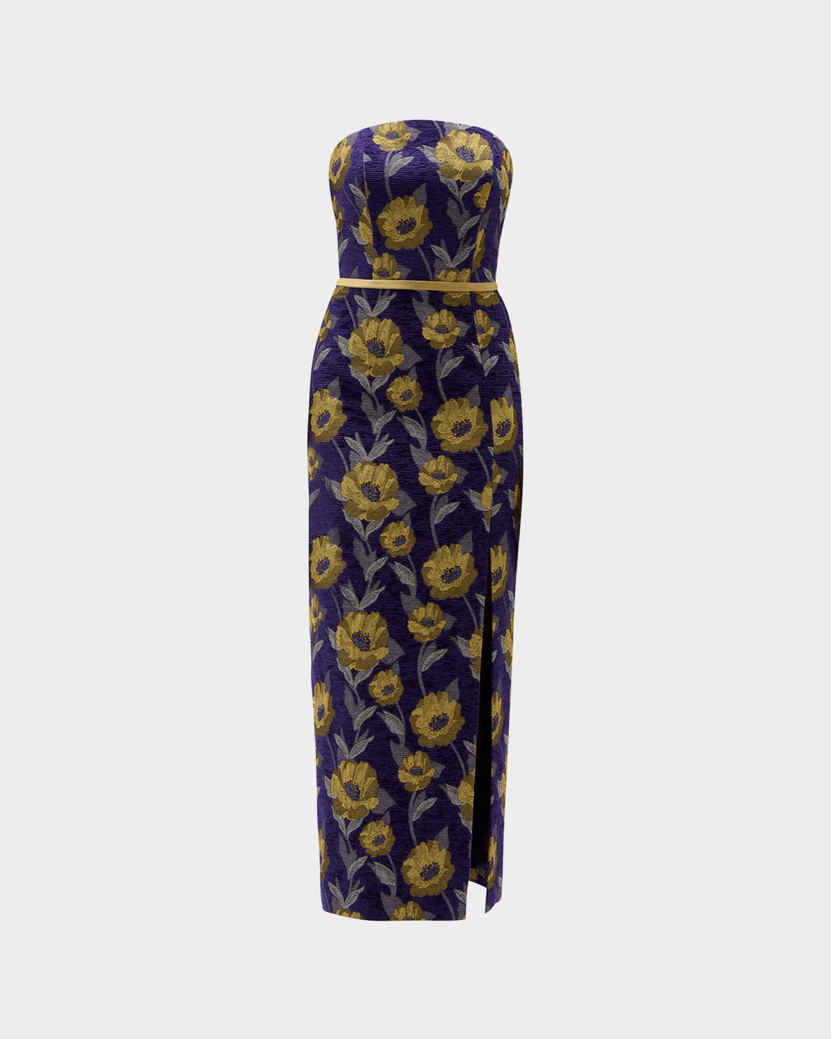 Amsale Strapless Floral Ankle-Length Dress