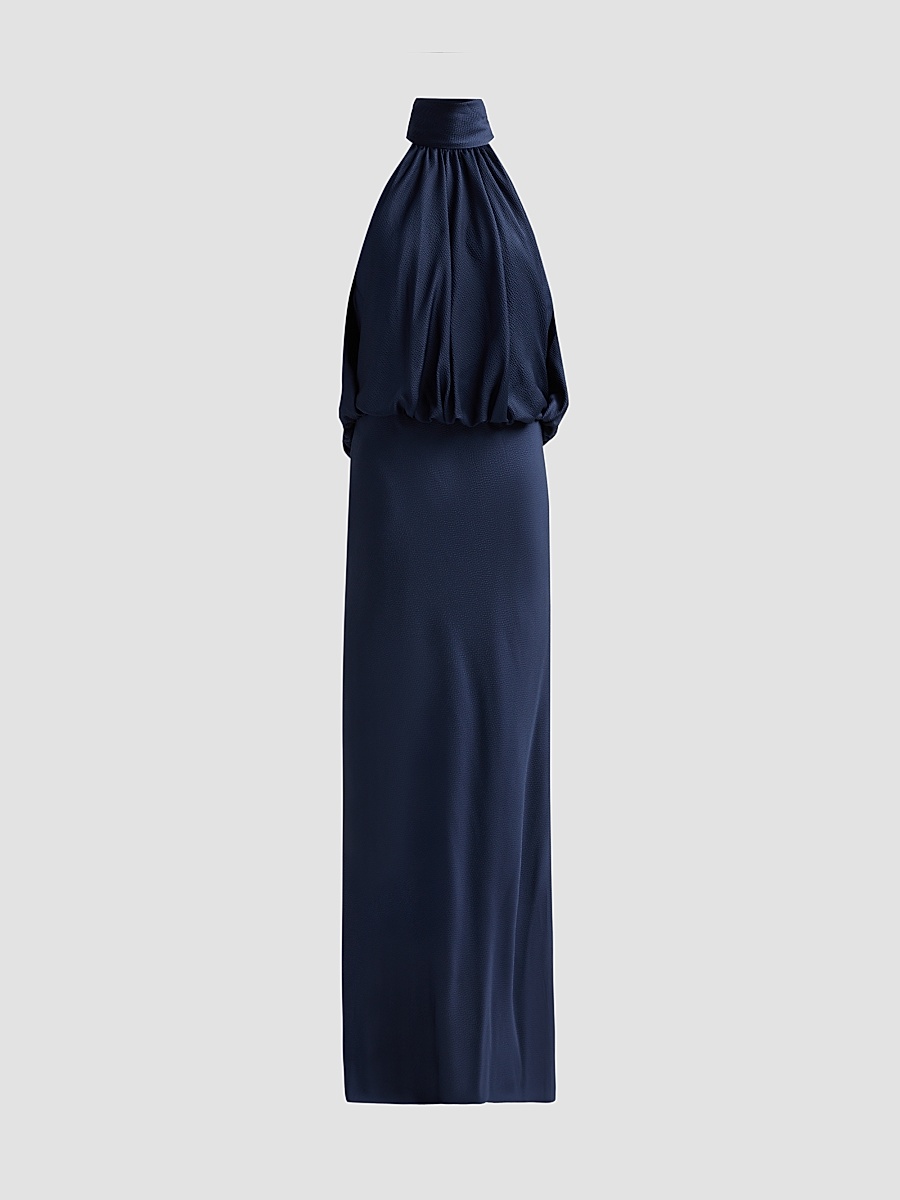 blue and green halter dress Lulus | Abstract Satin Maxi | Womens | Small (Available in XS, M, L, XL) Halloween 2025 main image 0