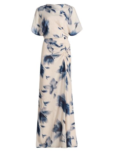 Amsale Women's Blurred Floral Draped A-Line Gown