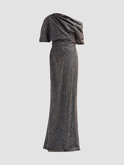 Amsale Women's Brocade Draped One-Shoulder Gown
