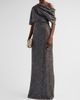 Amsale Women's Brocade Draped One-Shoulder Gown - 4