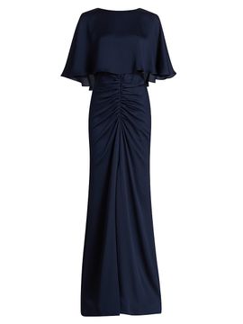 Amsale Women's Capelet Ruched Gown