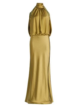 Amsale Women's Draped Satin Halterneck Gown