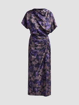 Amsale Women's Floral Jacquard Draped Midi Dress