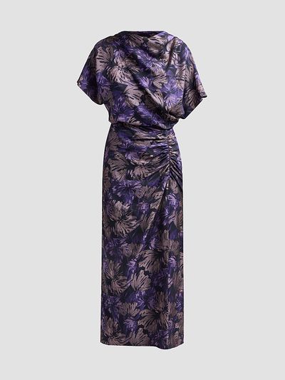 Amsale Women's Floral Jacquard Draped Midi Dress
