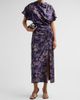 Amsale Women's Floral Jacquard Draped Midi Dress - 2