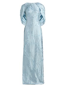 Amsale Women's Satin Cape-Detail Gown
