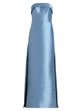 Amsale Women's Strapless Satin Embellished-Train Gown