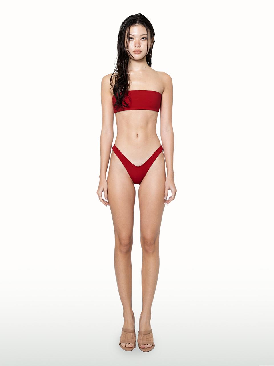 AMUN Luxe Micro Bandeau Bikini Set [Rich Red]