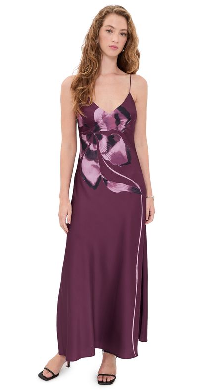 AMUR AMUR Coralee Printed Bias Dress Carmine Petal