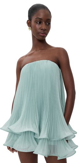 AMUR AMUR Dalia Pleated Baby Doll Dress Aqua Sol