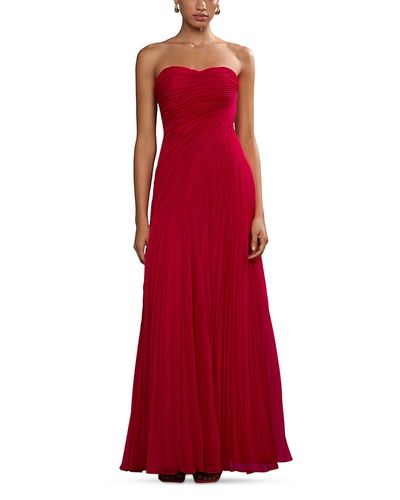 amur dominique pleated cut-out dress AMUR | Dresses | Amur Dominique Pleated Lace Print Tiered Maxi Dress Pinkred
