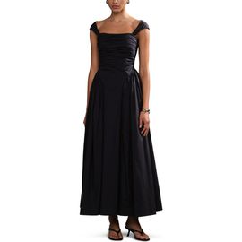 black tie back midi dress SATIN TIE BACK STRAPLESS MIDI | BLACK — THIRD FORM
