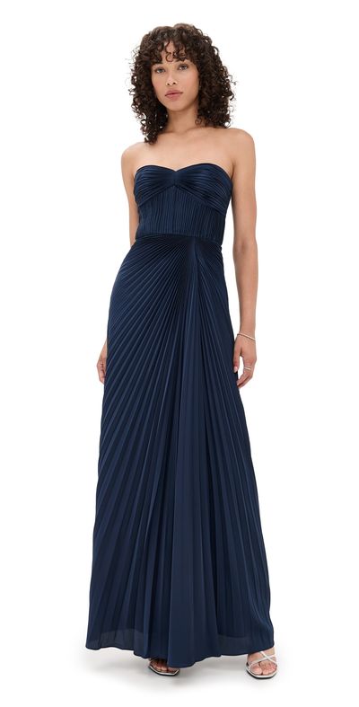 bridesmaid dresses pittsburgh pa Julianne Indigo Blue Embellished Long Sleeves Gown Plus Size 10 US