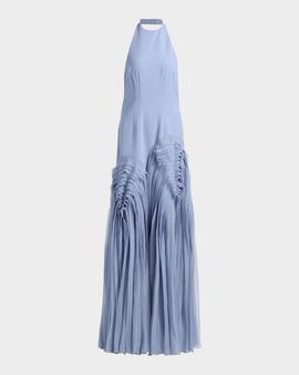 AMUR Elani Pleated Halterneck Gown