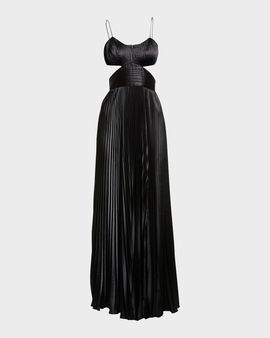 AMUR Elodie Pleated Long Cutout Gown