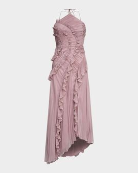 AMUR Lorelie Pleated Halter Gown