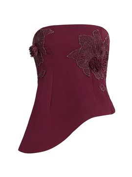 Amur Women's Ardell Beaded Floral Strapless Top