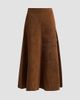 AMUR Women's Kara Floral-Embroidered Faux-Suede Midi Skirt - 1