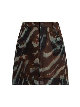 Amur Women's Kathy Printed Sheer Silk Miniskirt