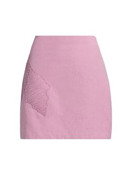 Amur Women's Milana Embroidered Cotton-Linen Miniskirt
