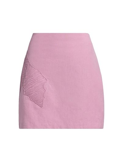 AMUR Women's Milana Embroidered Cotton-Linen Miniskirt