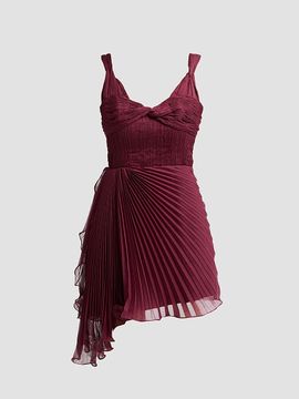 AMUR Women's Nova Pleated Twist-Front Mini Dress