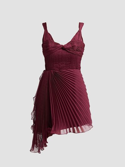 AMUR Women's Nova Pleated Twist-Front Mini Dress