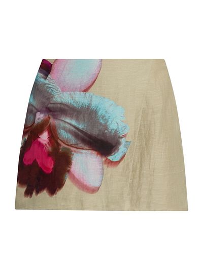 AMUR Women's Orielle Linen-Silk Asymmetric Miniskirt