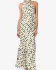 AMY LYNN Amy Lynn Baia Polka Dot Satin Halter Dress in Green, Women's at Urban Outfitters - 2