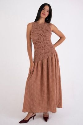 urban outfitters brown polka dot dress Kassie Off Shoulder Dress - Chocolate Brown