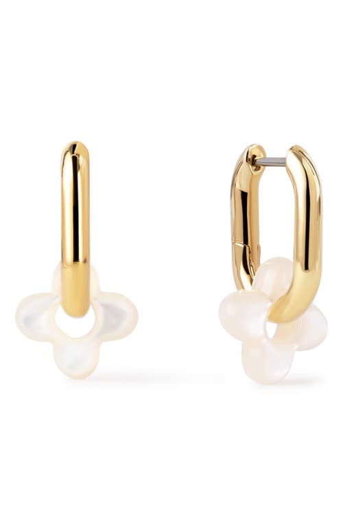 Ana Luisa Ana Luisa Cassia Puffy Flower Mother-of-Pearl Hoop Drop Earrings